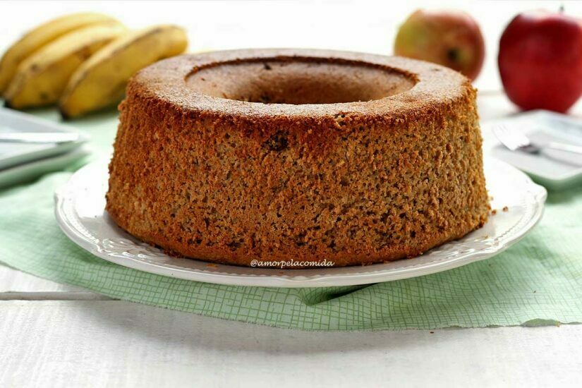 BOLO DE BANANA E MAÇÃ AVEIA INTEGRAL Receitas saudáveis a