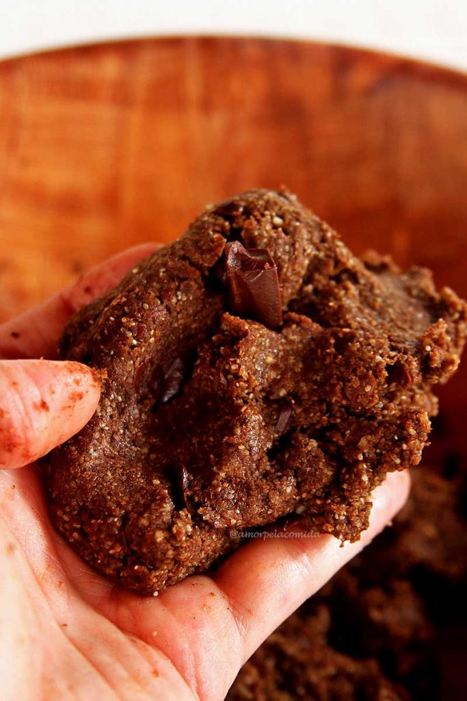 Cookies integral de chocolate receita vegana sem glúten, sem lactose, sem ovo e sem soja!