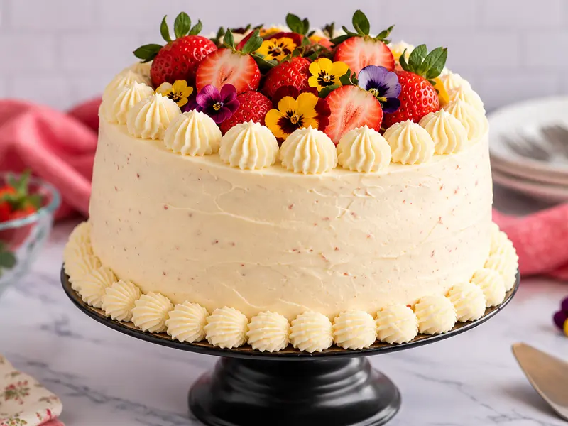 Bolo de morango recheado